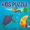 Kids Puzzle Sea Teaser Go on a puzzle adventure and discover an exciting underwater world! Drag and drop the animals onto the matching silhouettes in the picture - image - Gameiino